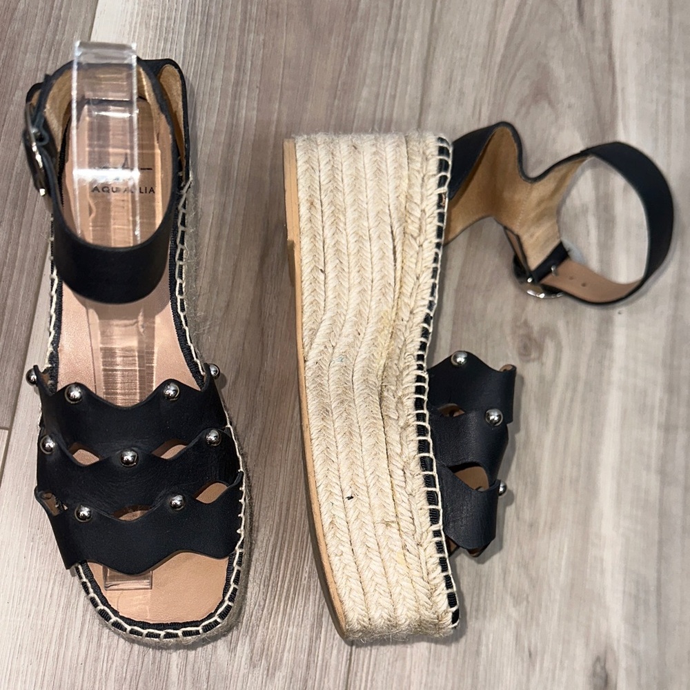 Aquatalia Brianne leather studded espadrille sandals size 7